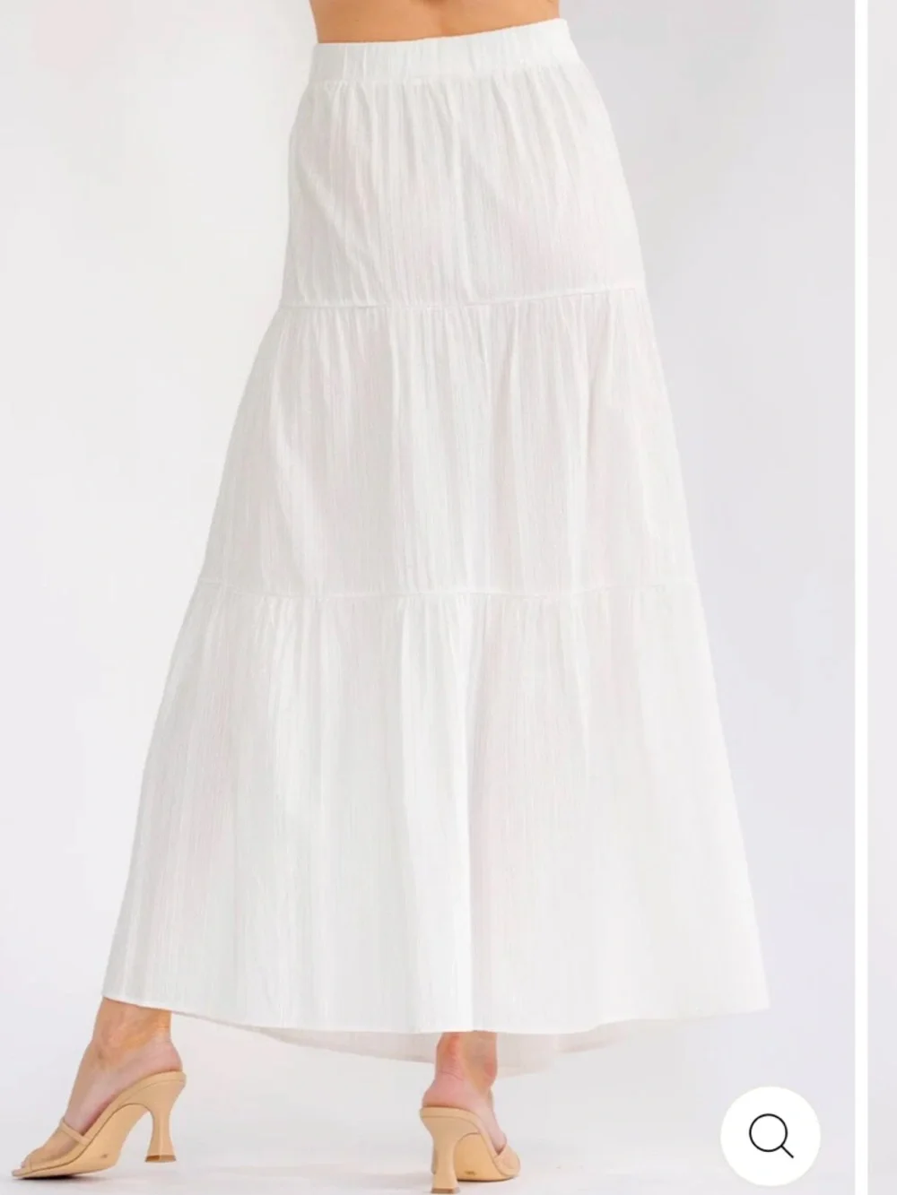 Bohemian womans White Maxi Skirt with Gold Embroidery Size S-M-L